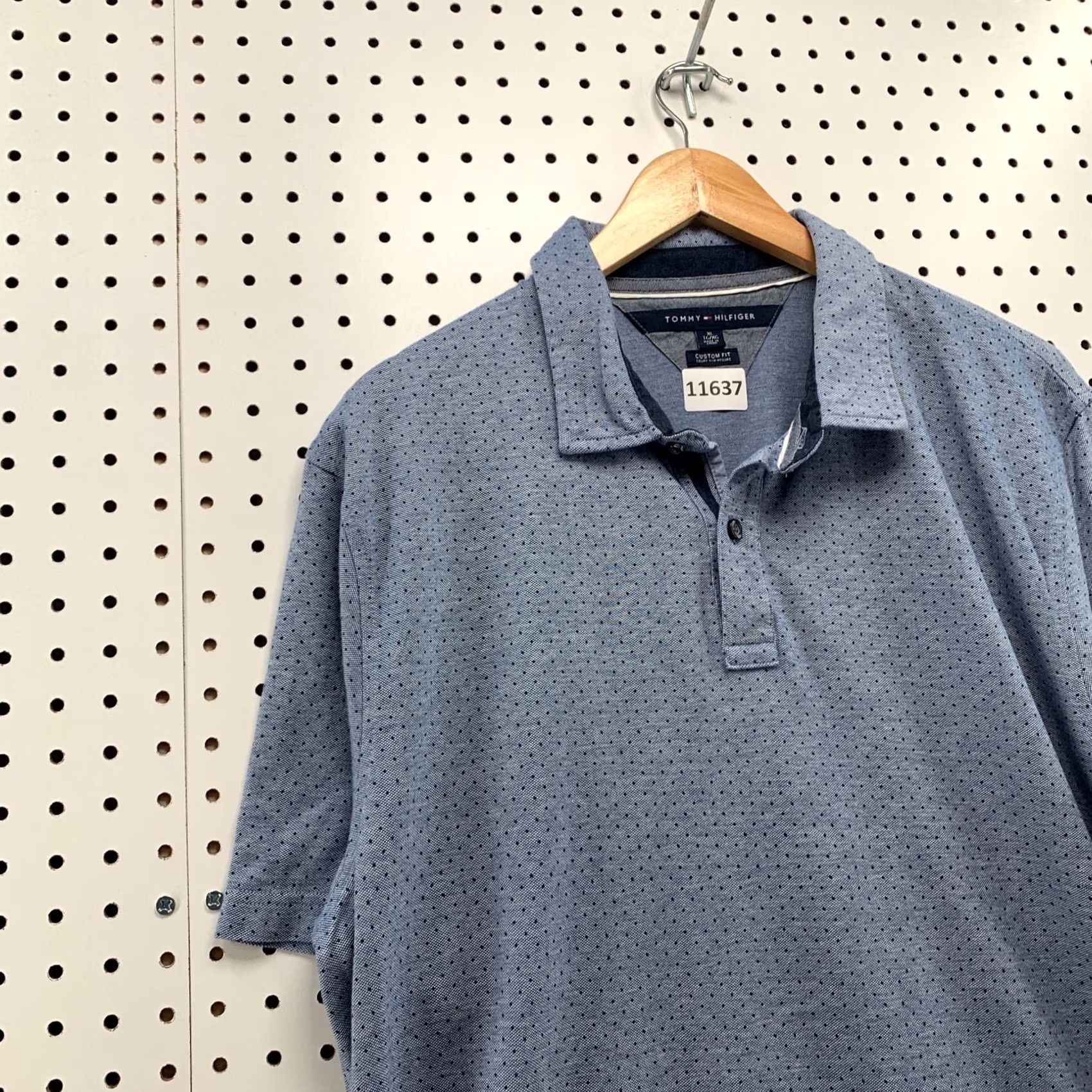 Tommy Hilfiger Tommy Hilfiger Polo Shirt Mens XL Blue Polka Dot Short Sleeve Casual Custom Fit Shirt Size US XL / EU 56 / 4 - 5 Thumbnail