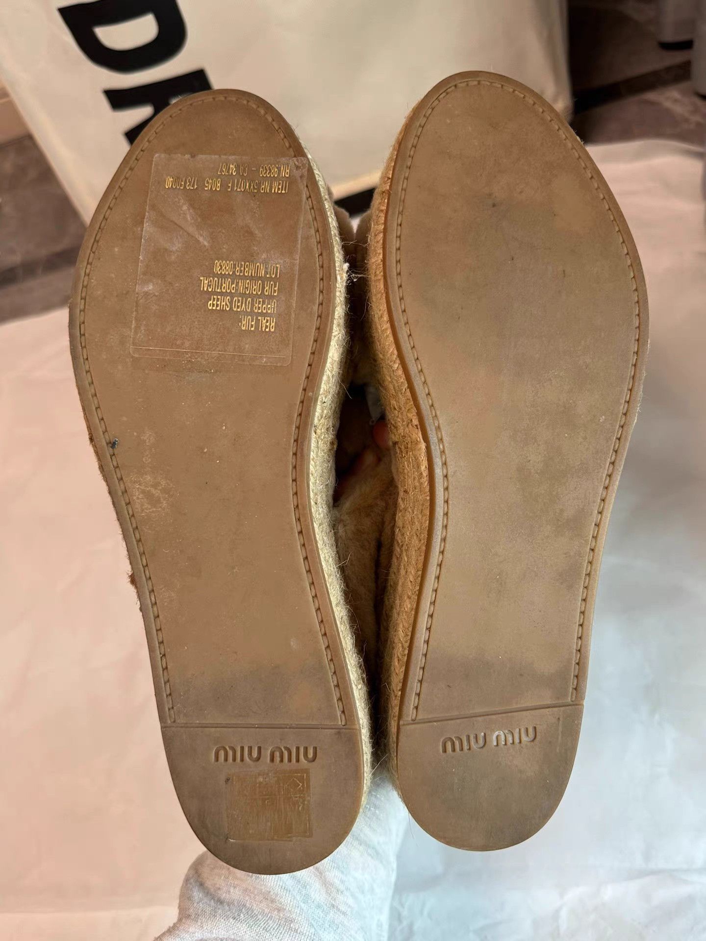 Miu Miu MiuMiu Shearling Fur Slides with Espadrille Platform K6 Size US 7.5 / IT 37.5 - 3 Thumbnail