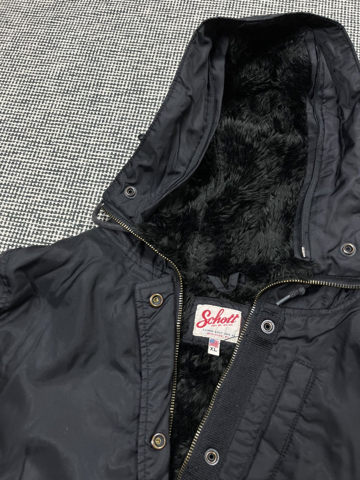 Schott Schott black Parka jacket fake fur USA nyc flyer Size XL / US 12-14 / IT 48-50 - 4 Thumbnail