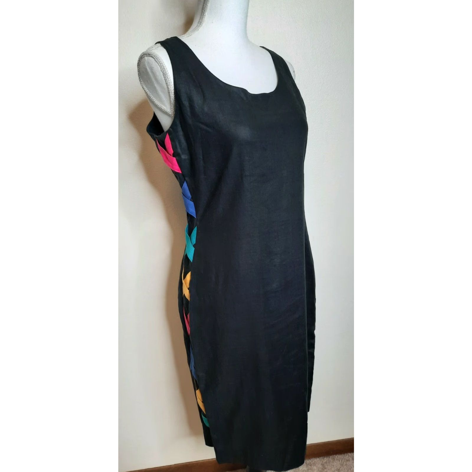 Etro VINTAGE Outlander Linen Retro Little Black Dress Cocktail Size 10 Medium M 90s - Wiggle/Pencil Mod/GoGo 1960s Black Size S/M Couture? Size S / US 4 / IT 40 - 6 Thumbnail