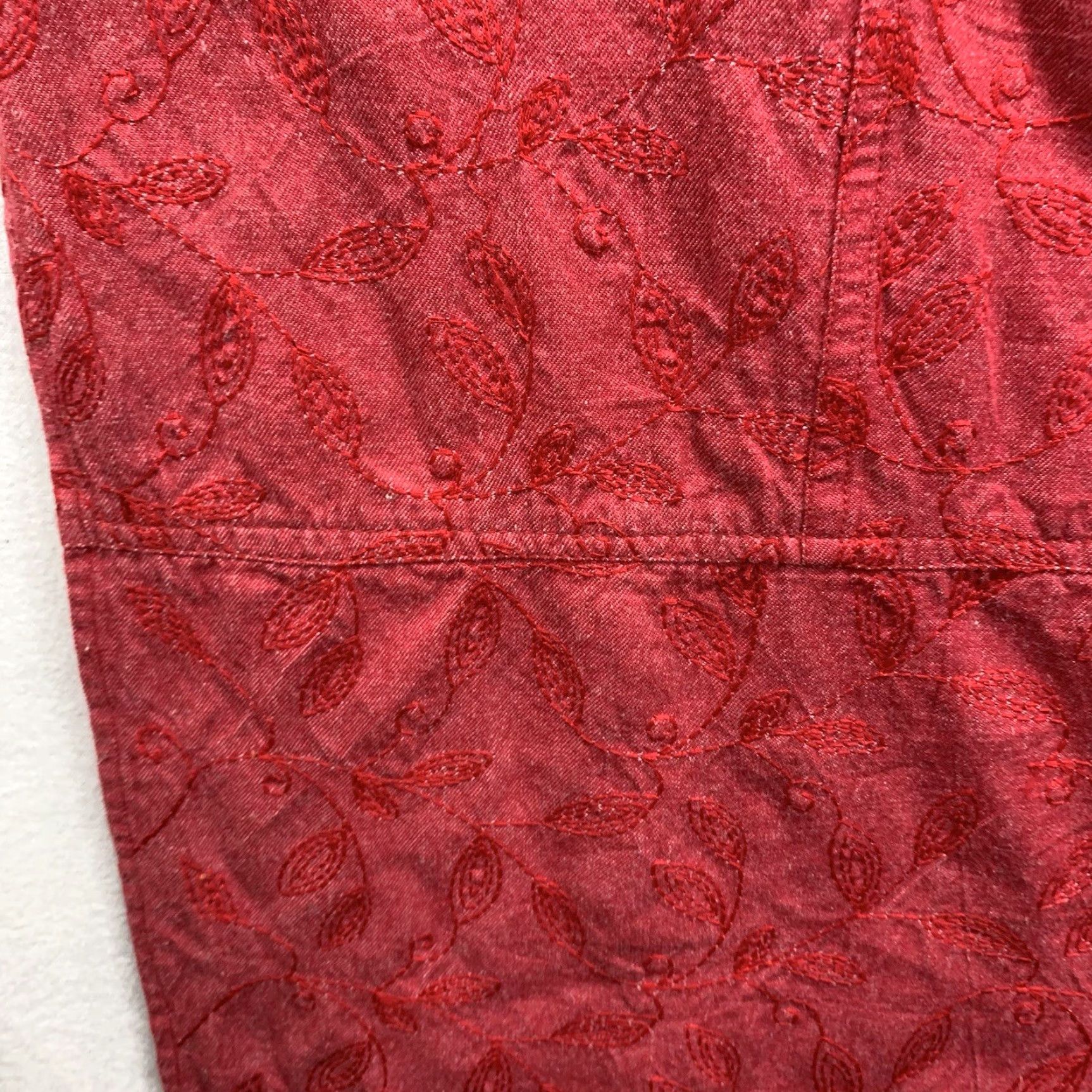 Vintage VINTAGE River Chase Women's Midi Skirt Size 16 Bohemian Floral Cotton Red Pink Embroidered 80s 90s Casual Party Size 38" / US 16 / IT 52 - 4 Thumbnail
