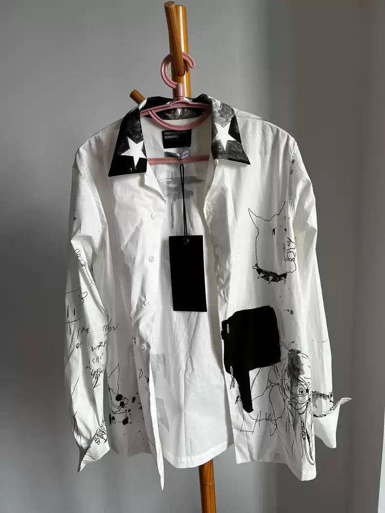 Enfants Riches Deprimes enfants riches deprimesWhite hand-painted graffiti shirt Size US S / EU 44-46 / 1 - 1 Thumbnail