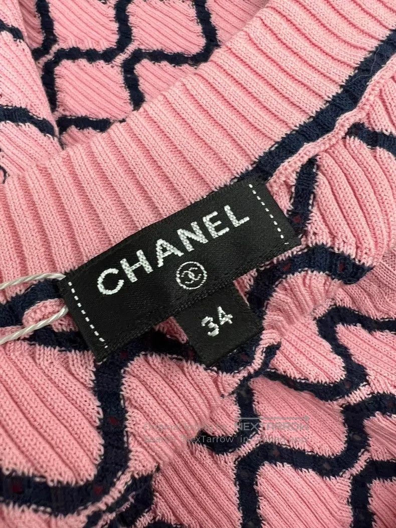 Chanel Chanel Pink diamond plaid knitted short sleeves Size XXS / US 00 / IT 34 - 3 Thumbnail
