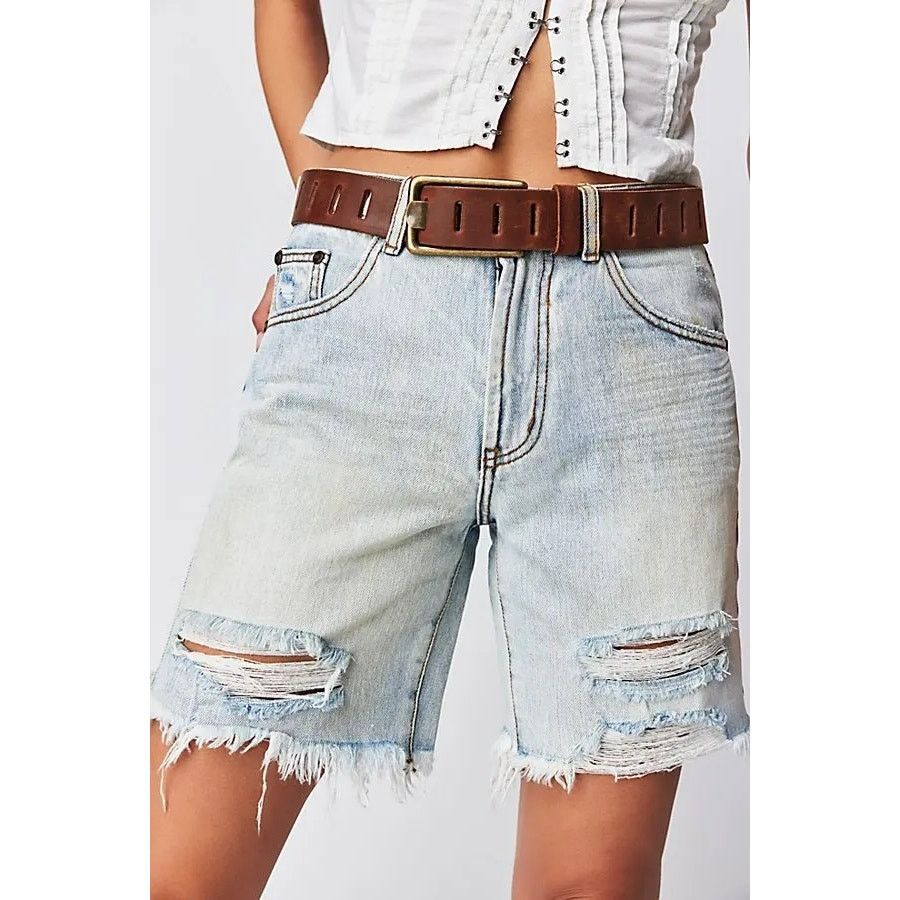 Free People × One Teaspoon New Jackson Mid-Waist Shorts $108 SIZE 26 Kansas Blue Size 26" / US 2 / IT 38 - 2 Thumbnail