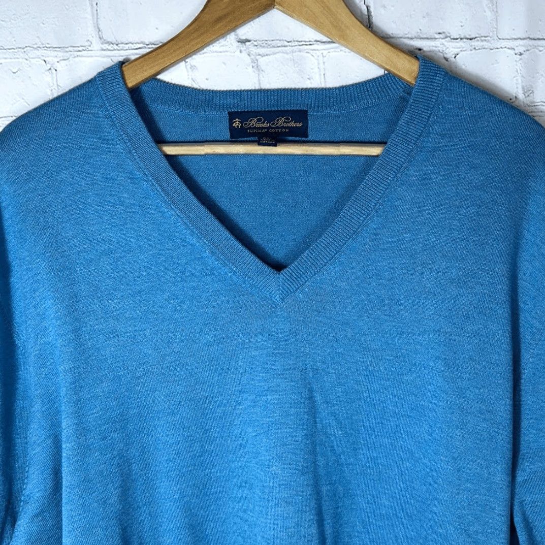 Brooks Brothers VINTAGE? Brooks Brothers Supima Cotton V Neck Blue Sweater 2XL Men Pullover Size XXL Blue - Sweater Size US XXL / EU 58 / 5 - 2 Thumbnail