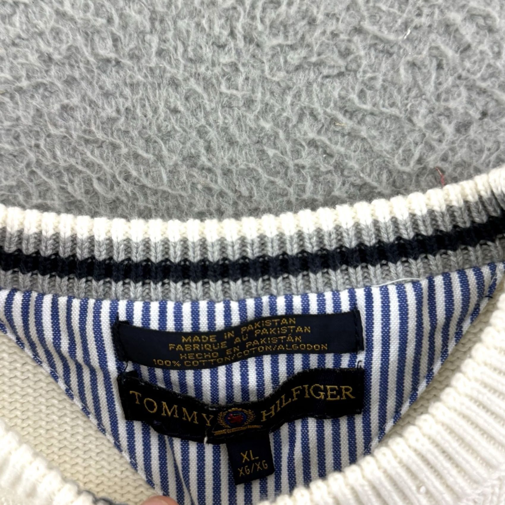 Tommy Hilfiger VINTAGE Tommy Hilfiger Sweater Mens XL White Ribbed Knit 90s Long Sleeve Preppy Size US XL / EU 56 / 4 - 7 Thumbnail
