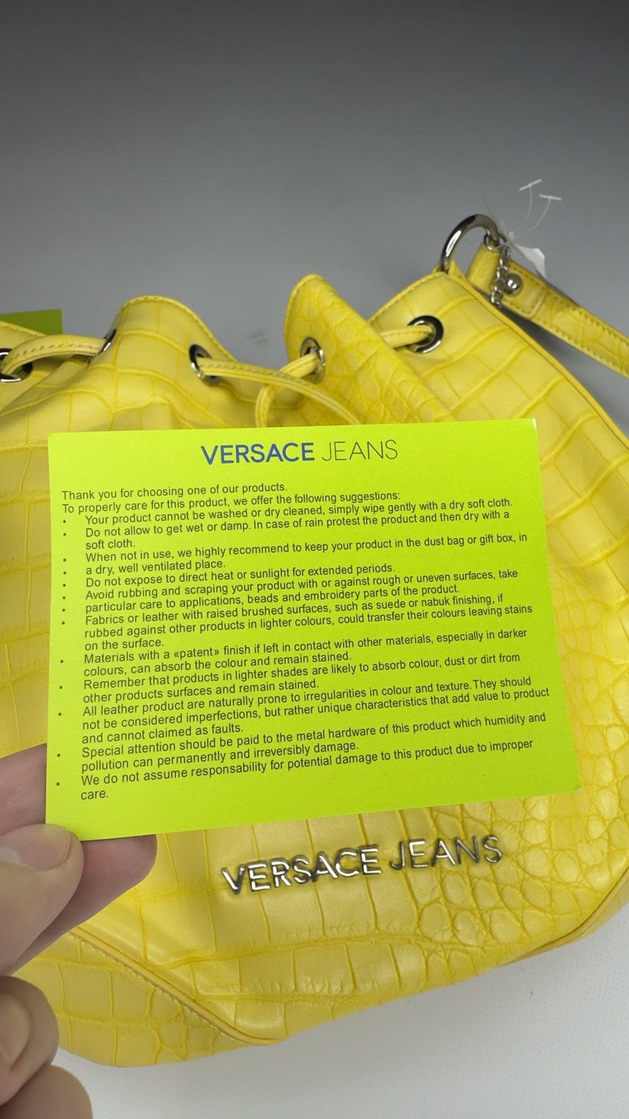 Versace Jeans Couture Versace Jeans Yellow Faux Croc Bucket Bag Size ONE SIZE - 7 Thumbnail