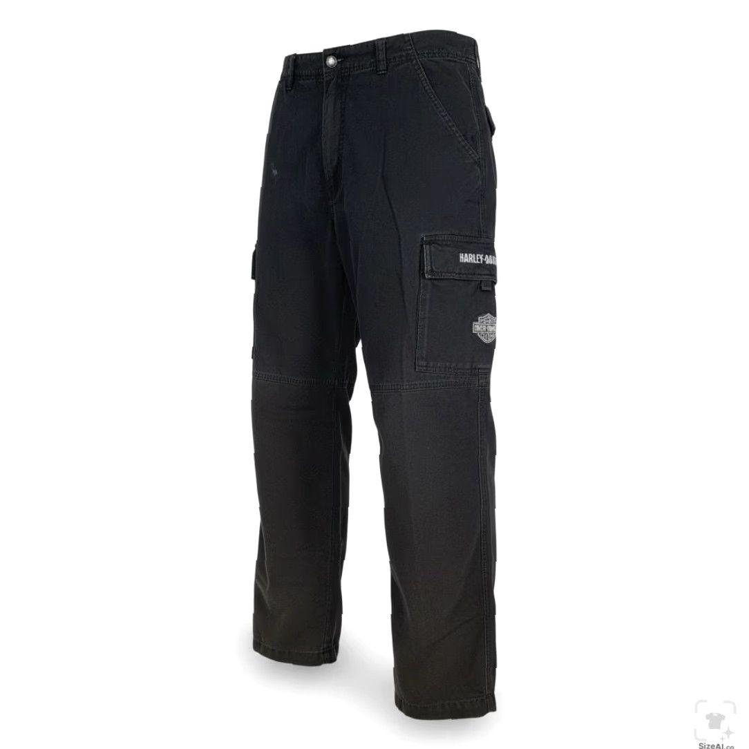 Harley Davidson Harley-Davidson Jeans Mens 34x28 Dark Wash Black Relaxed Straight Zip Fly Denim Pocket Logo Cargo Pockets 5-Pocket Design Size US 34 / EU 50 - 2 Thumbnail