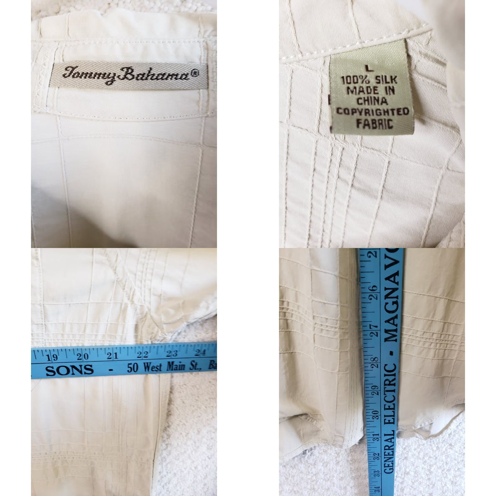 Tommy Bahama Tommy Bahama Silk Shirt Mens Large Beige 100% Silk Button-Up Classic Casual Summer Beach Ready Mens Size US L / EU 52-54 / 3 - 8 Thumbnail