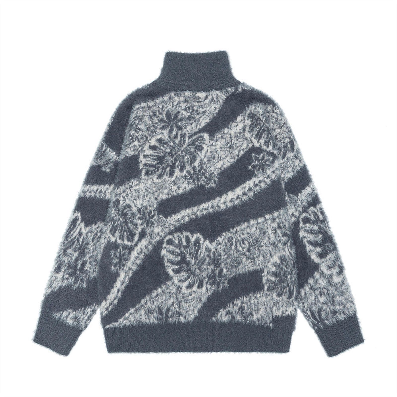 Vintage Gray Fuzzy Zip-Up Turtleneck Sweater, Cozy Knitwear Size US M / EU 48-50 / 2 - 3 Thumbnail