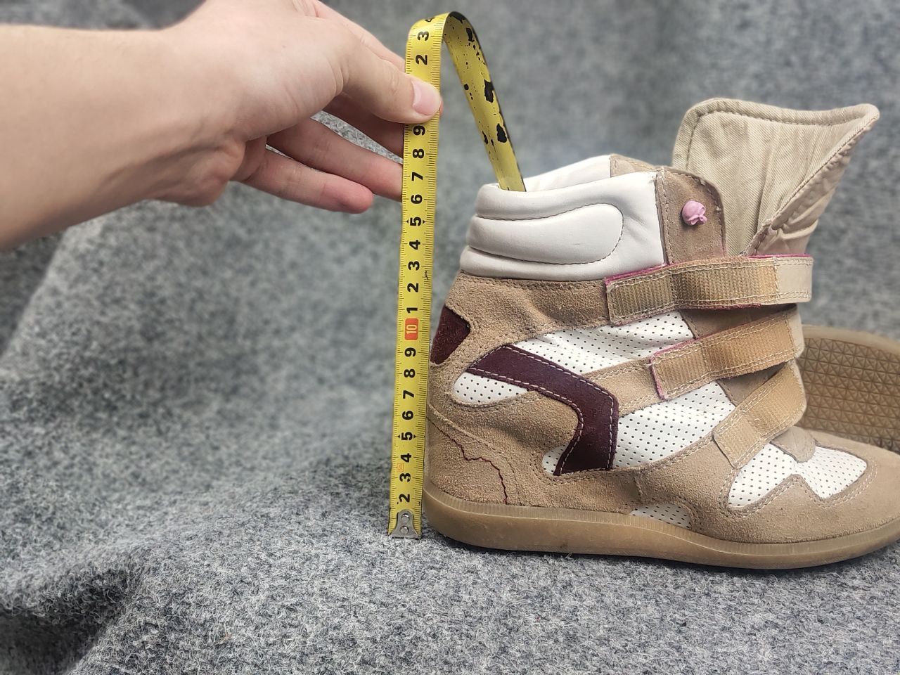 If Six Was Nine Vintage isabel marant Style wedge sneakers suede Velcro Y2K Size US 8 / IT 38 - 23 Thumbnail