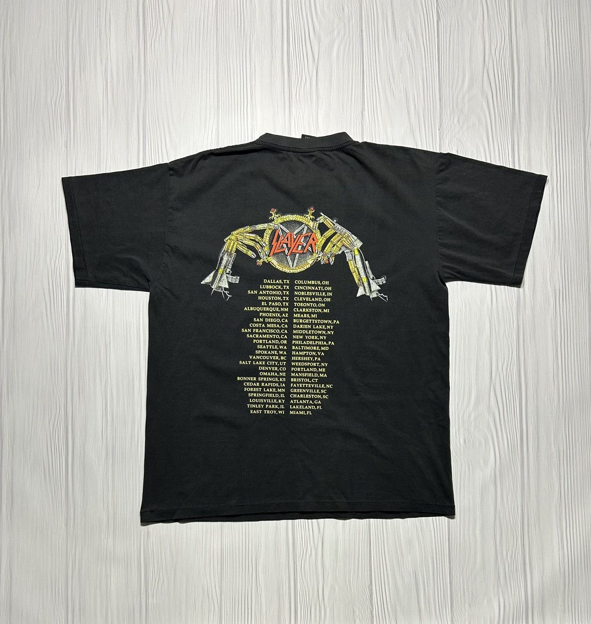 Band Tees Vintage 1991 Slayer Tour T-Shirt Metal Band Size US L / EU 52-54 / 3 - 8 Thumbnail