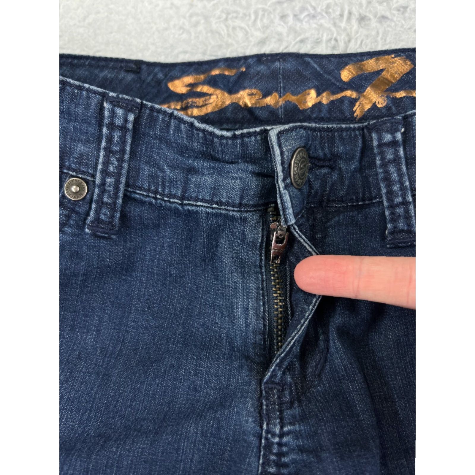 Vintage Vintage Seven7 Women's Skinny Jeans Blue Denim Low Rise 27x28 Dark Wash Fashion Size 27" / US 4 / IT 40 - 5 Thumbnail