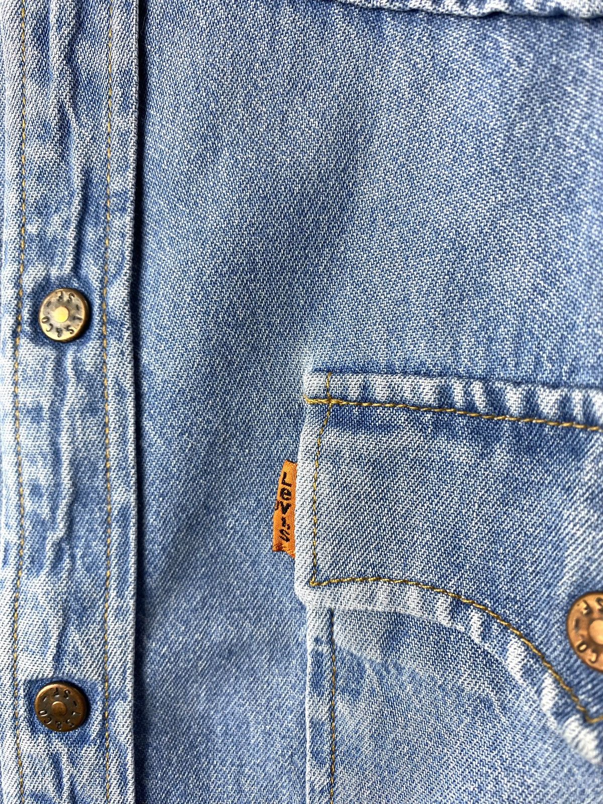 Levi's Rare! 70’s Vintage Levi’s Denim Shirt Western Orange Tab Size US L / EU 52-54 / 3 - 5 Thumbnail