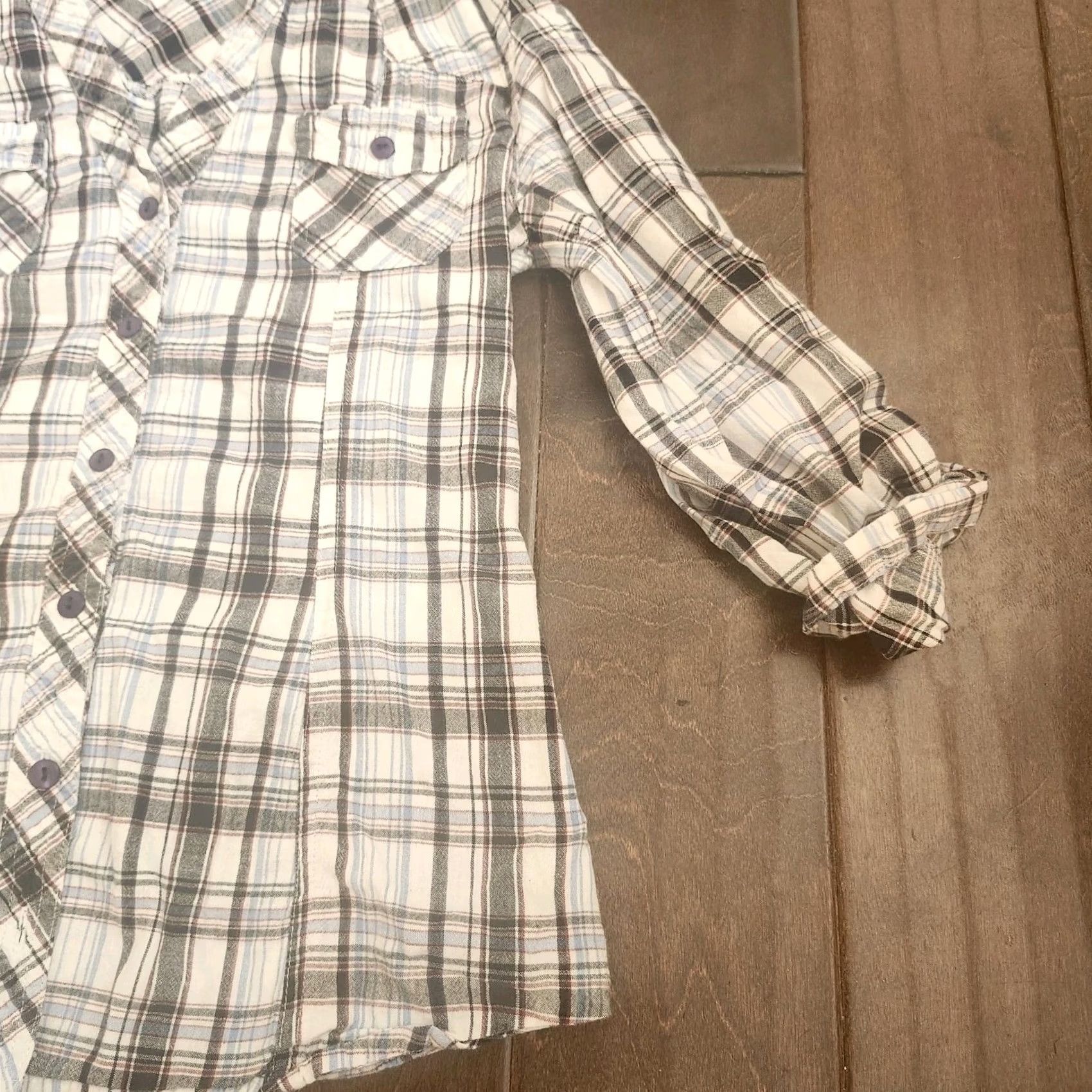Vintage VINTAGE Passport Women's JUNIOR Plaid Button Up Shirt 3/4 Sleeve XS? Size S / US 4 / IT 40 - 7 Thumbnail