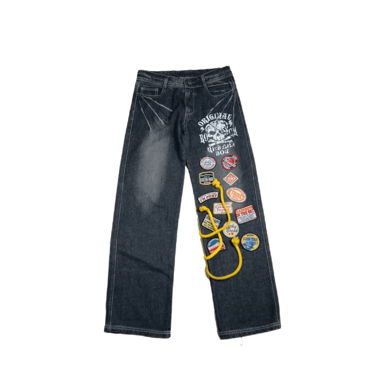 Affliction 🇯🇵 Japanese Crazy Baggy Skull Mixboy Patch Denim Pant Size US 30 / EU 46 - 1 Thumbnail