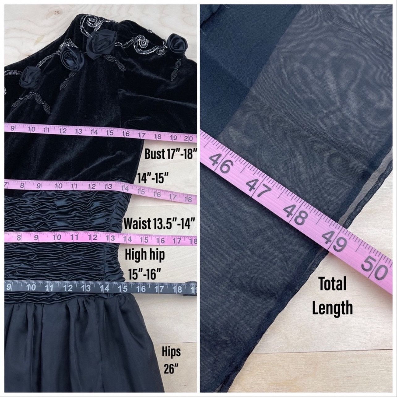 Vintage Vintage 1960s Black Velvet One Shoulder Beaded Midi Dress Size S / US 4 / IT 40 - 7 Thumbnail