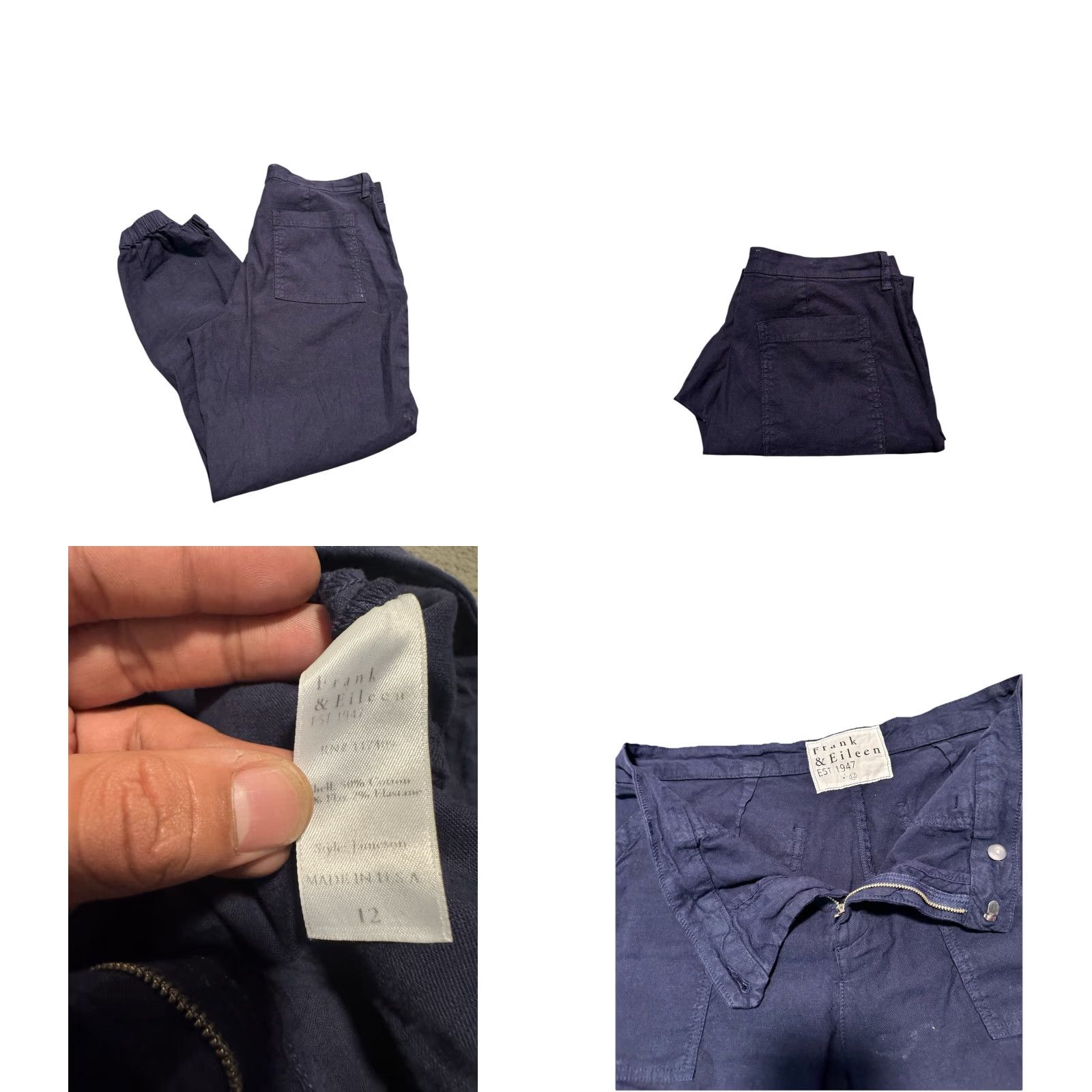 Frank & Eileen Frank & Eileen Size 10 Jameson Navy Linen Blend Jogger Pants Preppy Staple Size 34" / US 12 / IT 48 - 10 Thumbnail