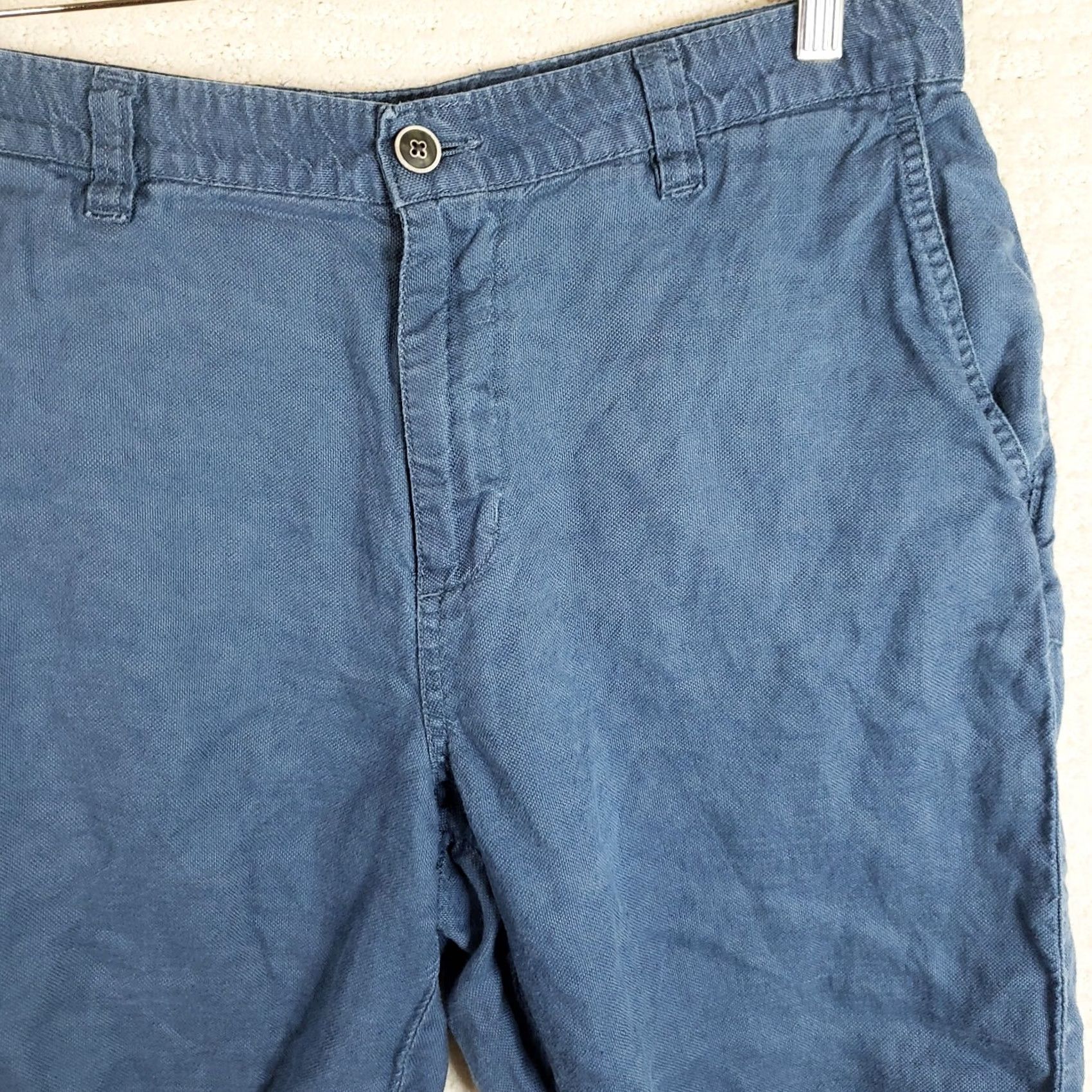 Tommy Bahama TOMMY BAHAMA Men's Bermuda Shorts Blue 34 Linen Tencel Blend 10" Inseam Flat Front Button Casual Travel Beach Size US 34 / EU 50 - 4 Thumbnail