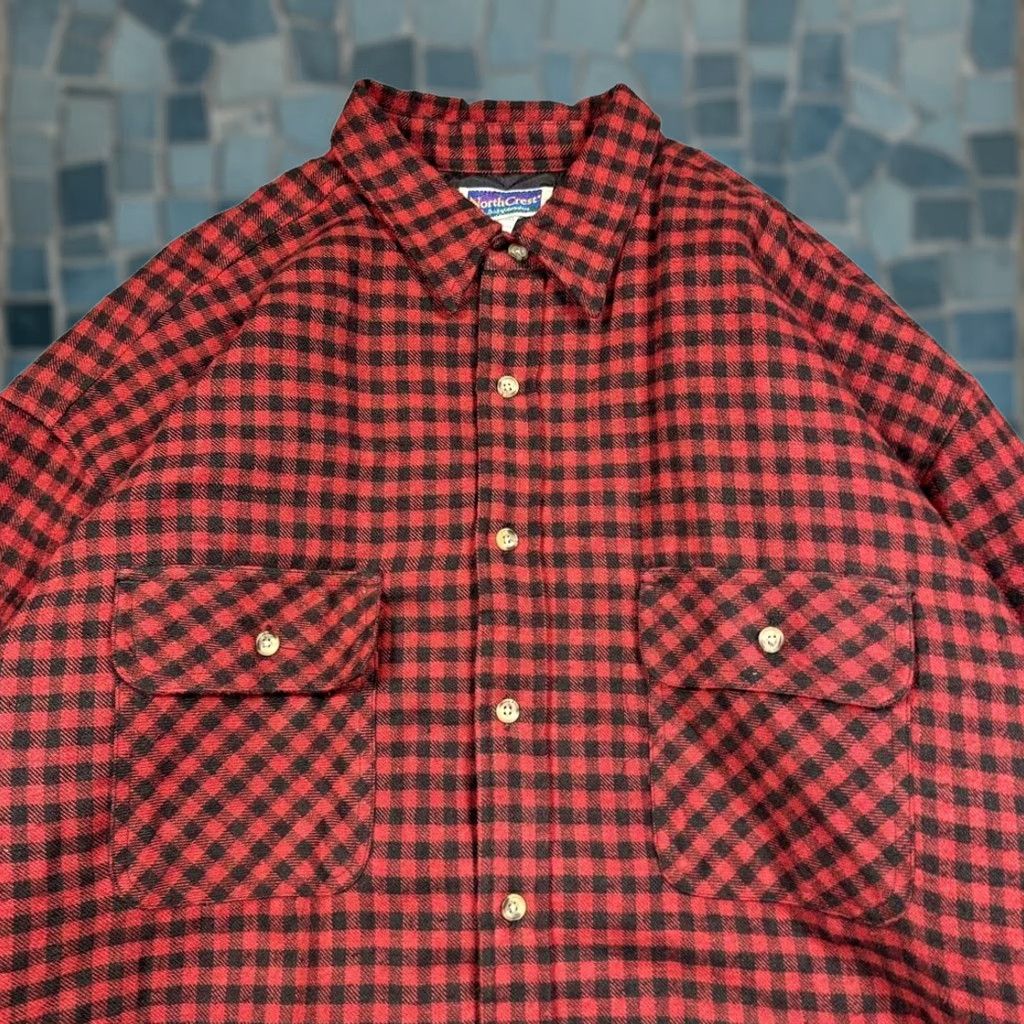 Vintage VINTAGE Northcrest Shacket Jacket Men's XLT Plaid 90s Barn Chore Quilted Lined Hiking Cotton Red Wind-Resistant Size US XL / EU 56 / 4 - 1 Thumbnail