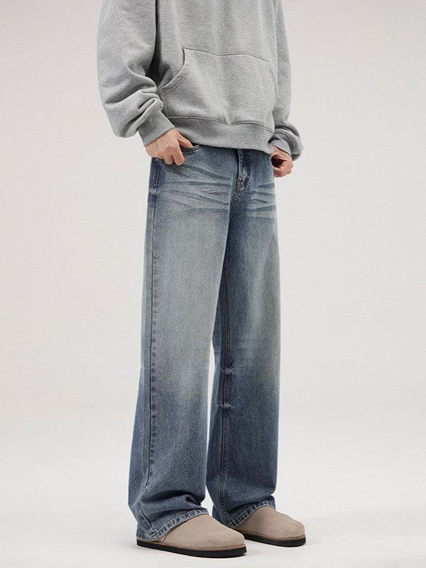 Japanese Brand Men's washed vintage cleanfit distressed blue street jeans Size US 32 / EU 48 - 2 Thumbnail