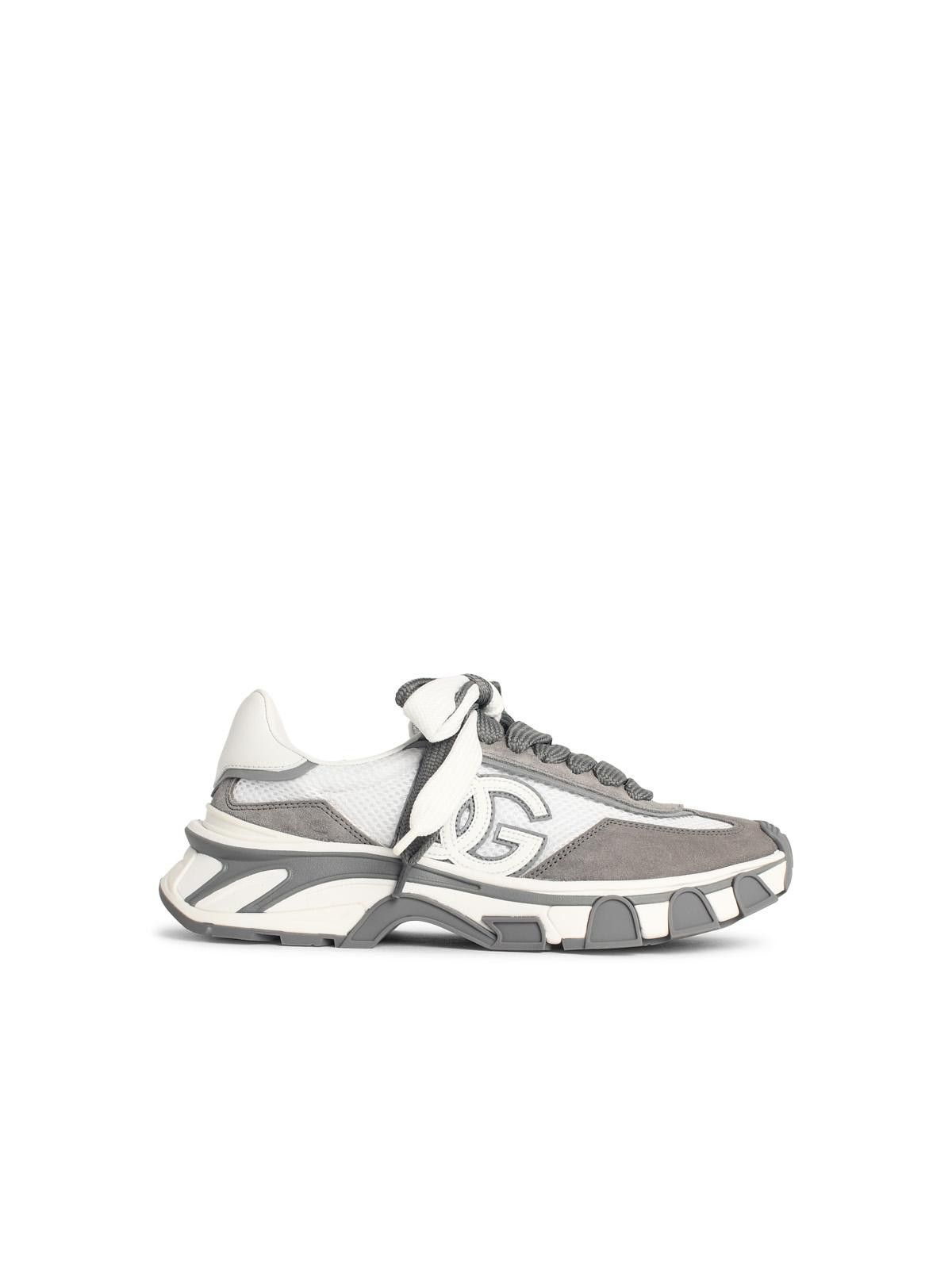 Dolce & Gabbana DOLCE & GABBANA 'Airmaster' White And Grey Fabric And Leather Sneakers Size US 10 / EU 43 - 1 Thumbnail