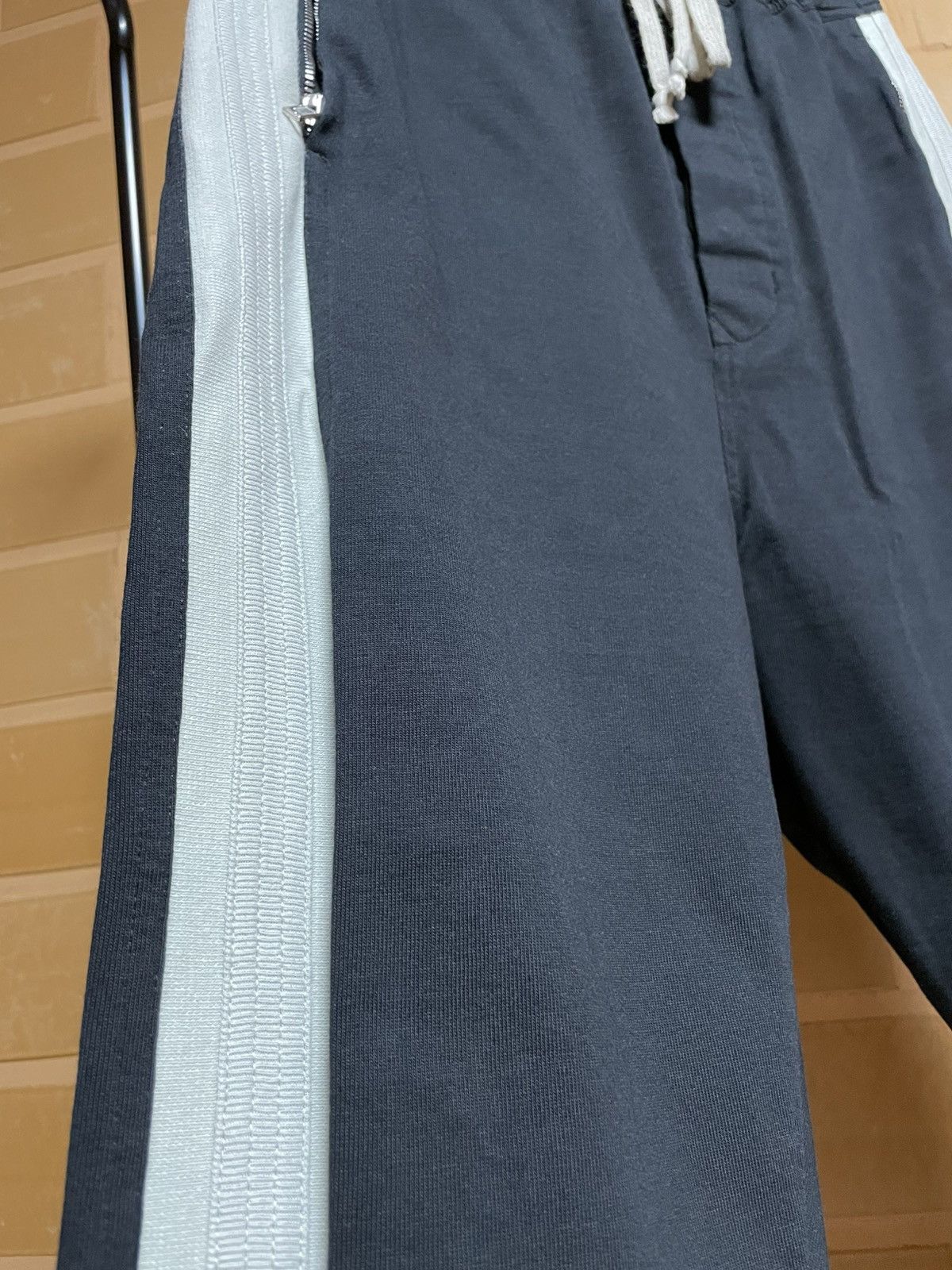 Rick Owens FW19 Oyster Black Side Stripe Track Pants 46
