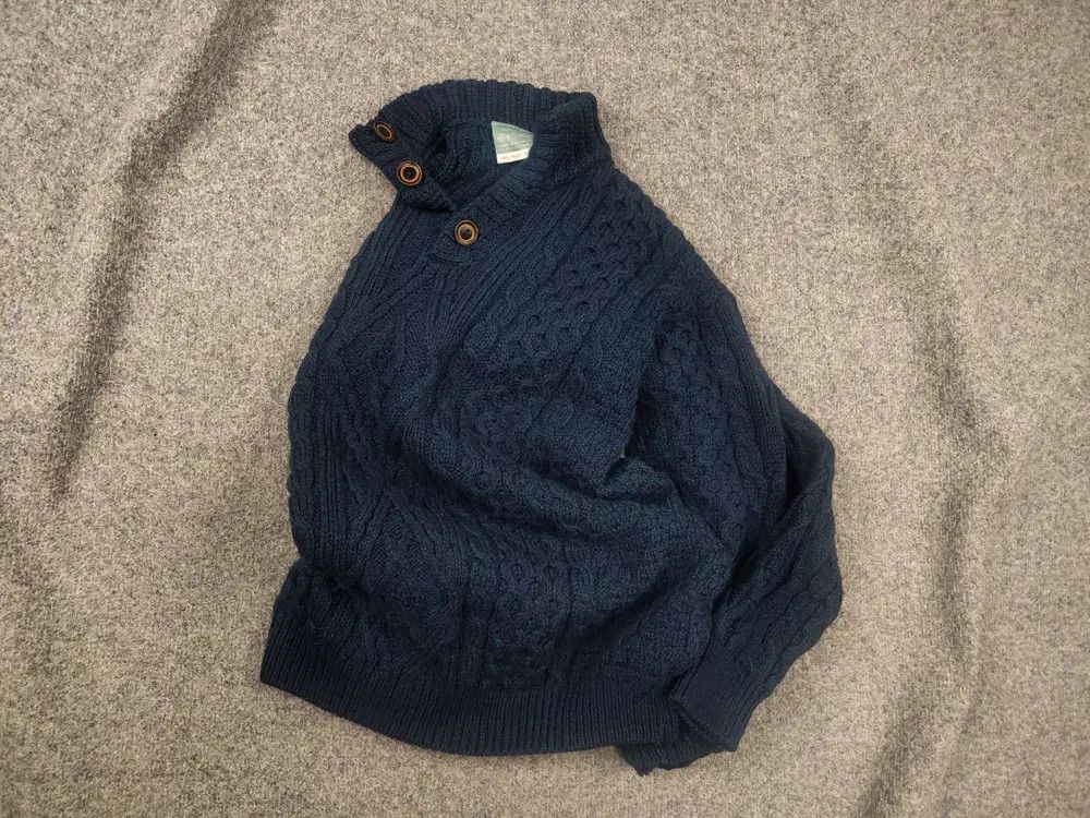 Carraig Donn Vintage Carraig Donn cable Blue Fisherman Sweater Button Size US L / EU 52-54 / 3 - 1 Thumbnail