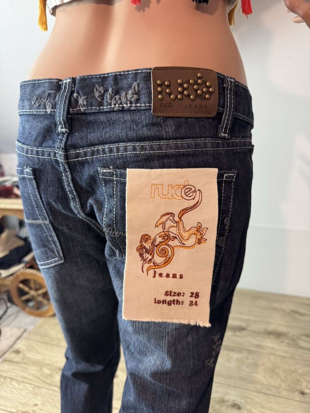 Rude Embroidered Low Rise Bootcut Flared - W28 L34 Size 28" / US 6 / IT 42 - 6 Thumbnail