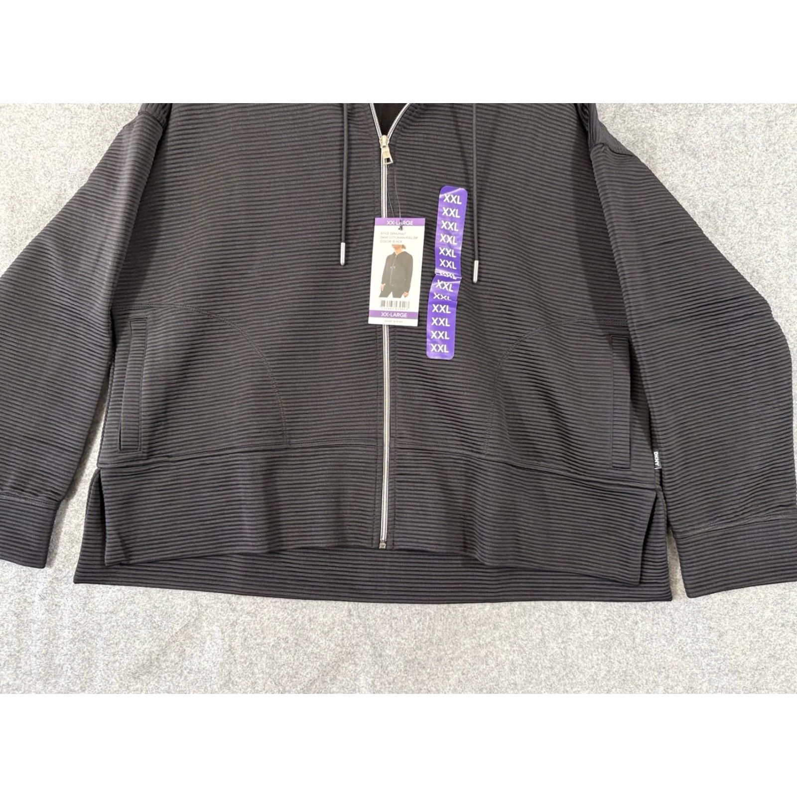 DKNY DKNY Ottoman Full-Zip Hoodie Womens Size 2XL Black Pockets Logo NWT Ribbed Stretch Full Zip Hooded Lined Size XXL / US 16-18 / IT 52-54 - 4 Thumbnail