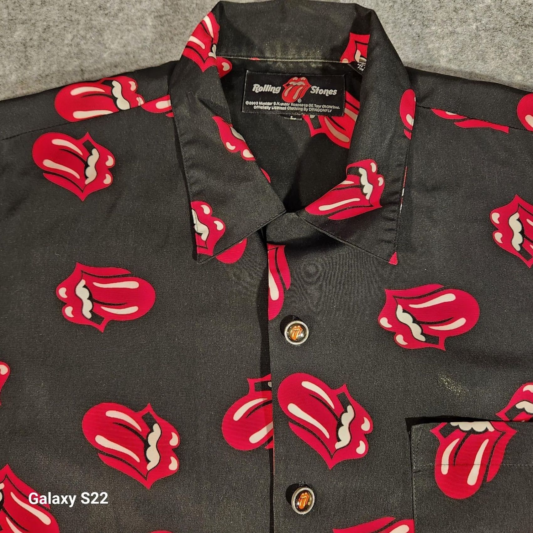 Vintage VINTAGE Rolling Stones Shirt Mens L Button-Up Black Short Sleeve Dragonfly Tongue Logo 00s Size US L / EU 52-54 / 3 - 3 Thumbnail