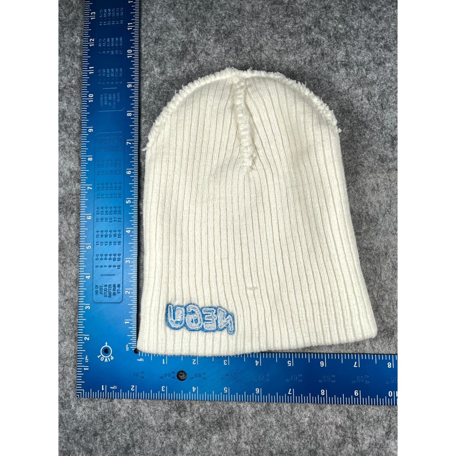 Vintage Negu Beanie Toque Adult One Size White Ribbed Knit 100% Acrylic Fight Cancer Size ONE SIZE - 5 Thumbnail