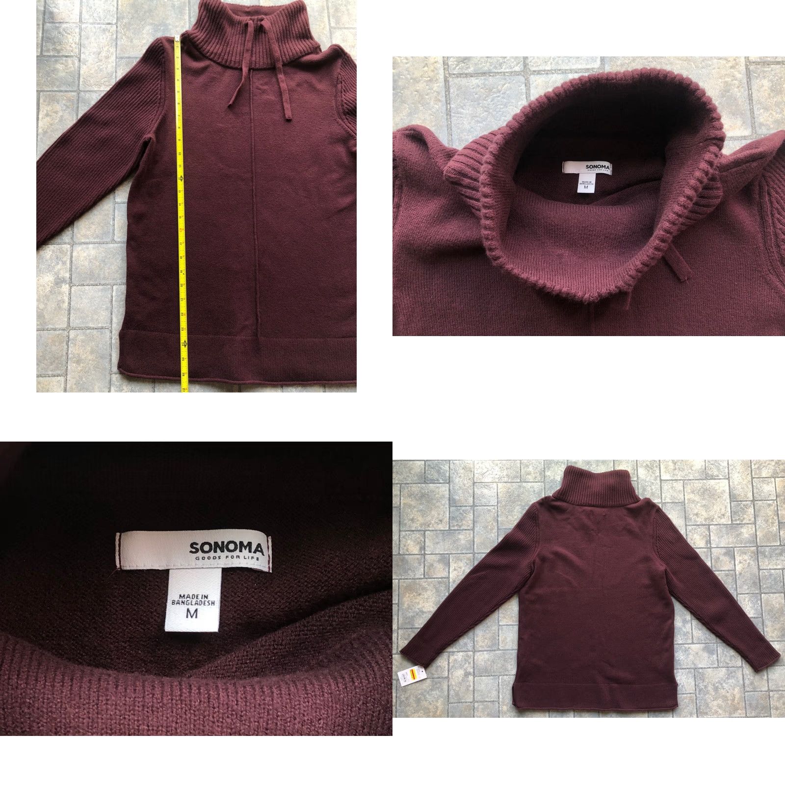Vintage NWT Sonoma Cowl Neck Knit Sweatshirt Purple Medium Women Slit Long Sleeve Pullover Sweater Size M / US 6-8 / IT 42-44 - 8 Thumbnail