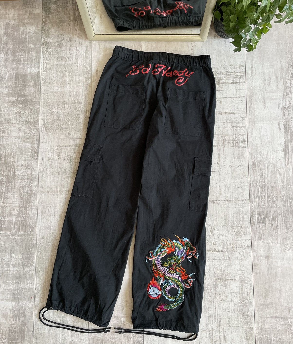 Ed Hardy x Urban Outfitters Dragon Cargo Pants Y2K Parachute