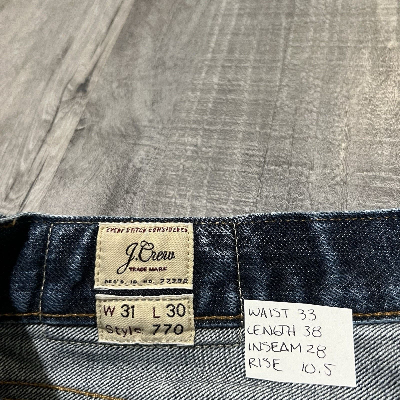 J.Crew J. Crew 770 Dark Wash Raw Indigo Jeans Faded Distressed Fit Size US 33 - 6 Thumbnail