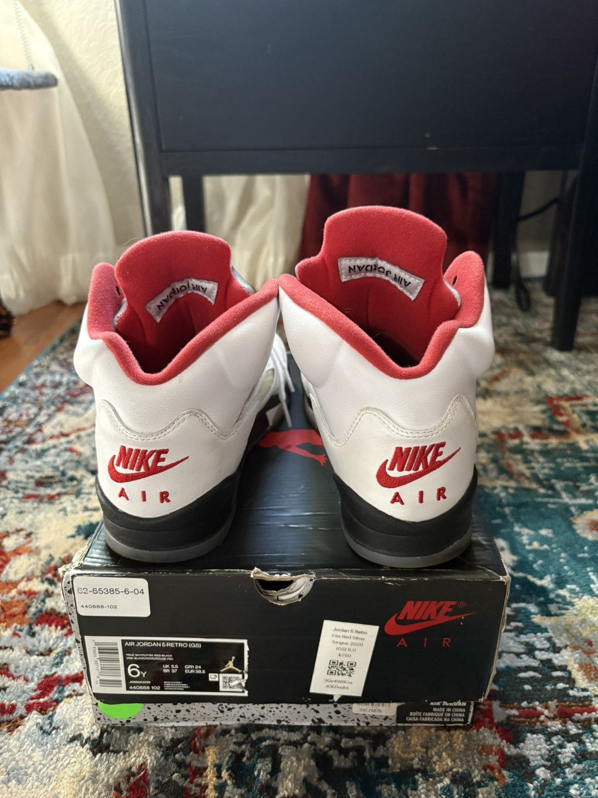 Jordan Brand True white/ fire red-black Air Jordan 5 Retro (GS) Size US 6 / EU 39 - 5 Thumbnail
