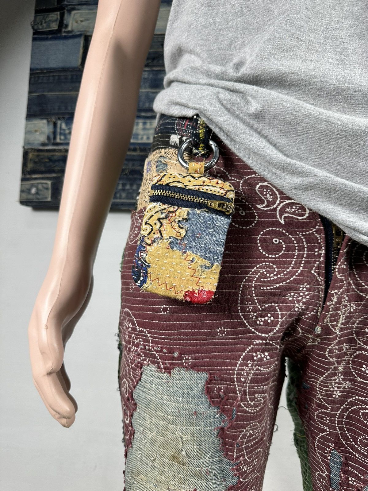 Other Custom Made Distressed Paisley Patchwork Keychain Wallet Size ONE SIZE - 1 Thumbnail
