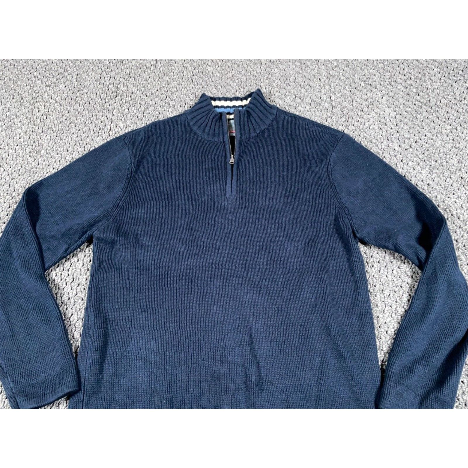 Vintage VINTAGE Aeropostale Sweater Adult Large Dark Blue 1/4 Zip Chunky Knit Cotton 90s Mens Size US L / EU 52-54 / 3 - 4 Thumbnail