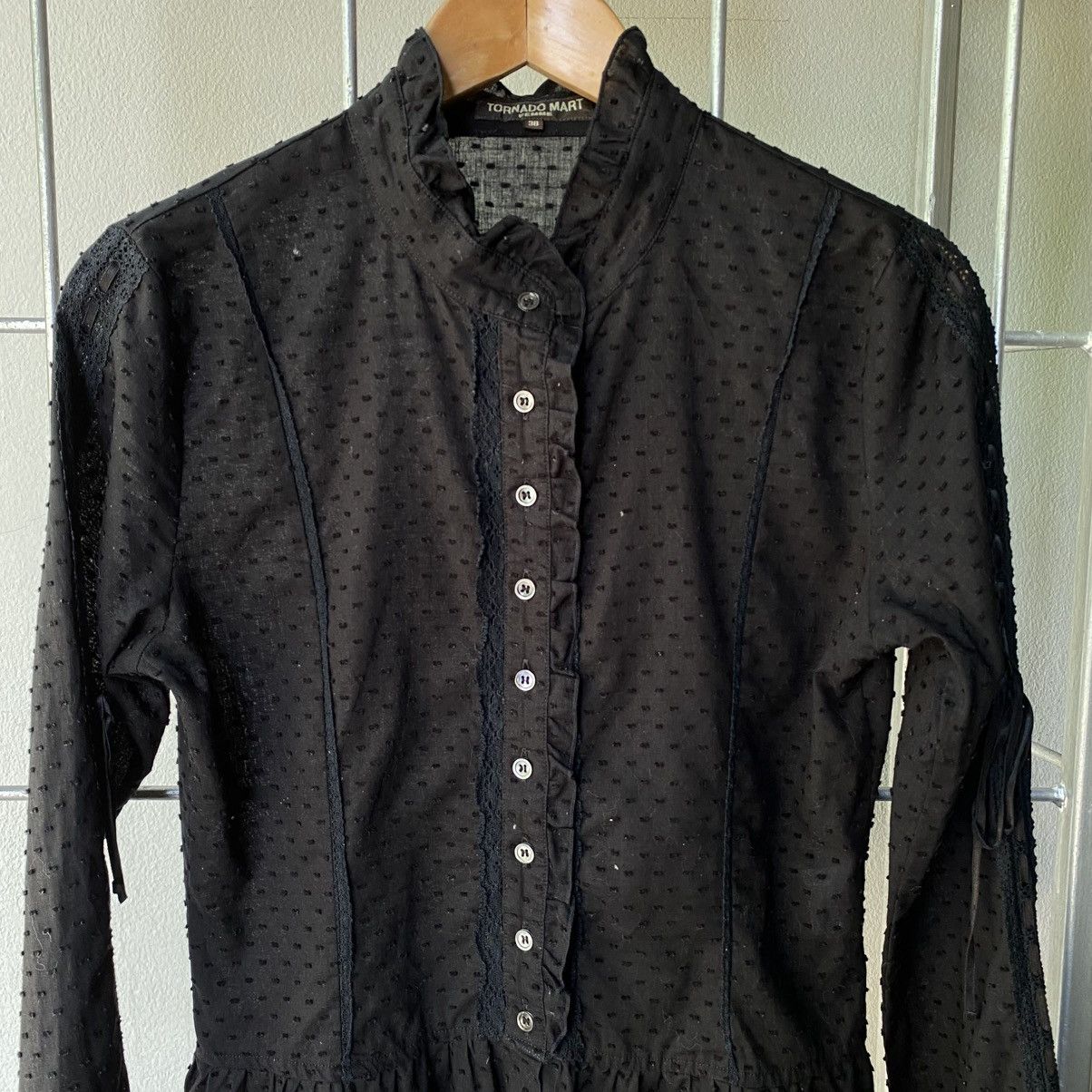 Tornado Mart TORNADO MART Y2K Black Mandarin Lace Blouse Size XS / US 0-2 / IT 36-38 - 16 Thumbnail