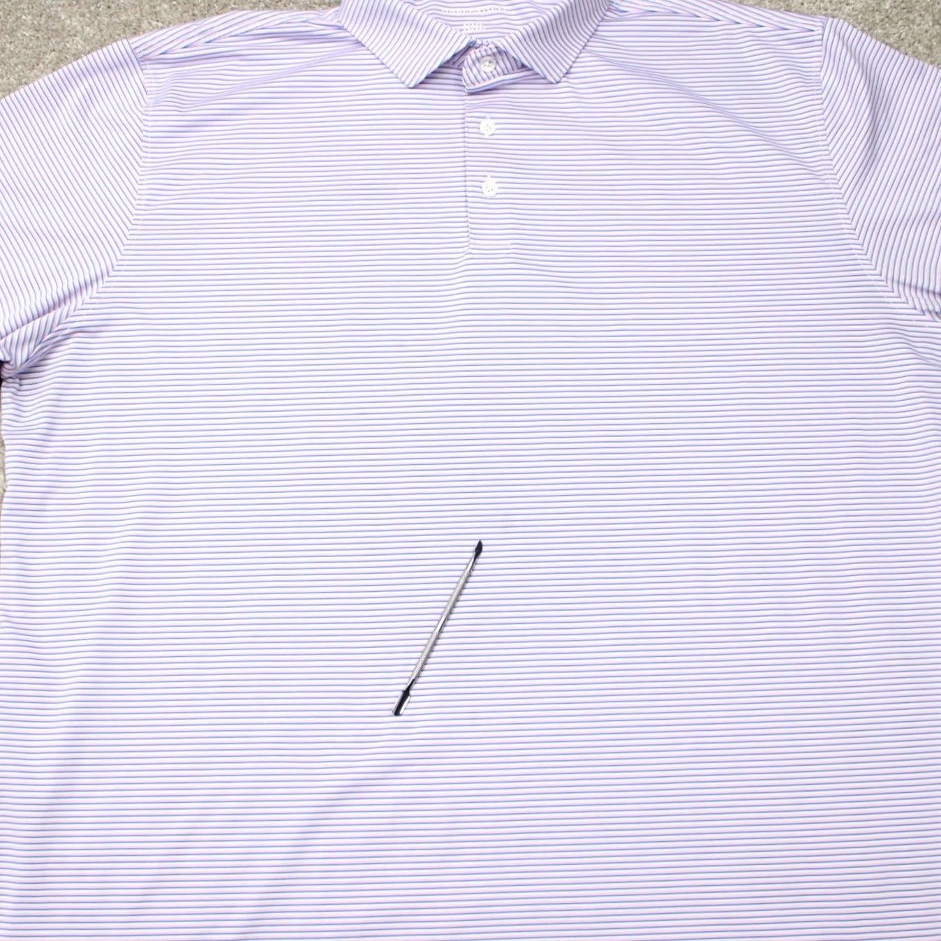 Vintage Harlestons Polo Shirt Mens 2XL XXL Pink/Blue Striped Tailored Fit Short Sleeve Shirt Men 2XL Regular Adult Pink Striped Polo Size US XXL / EU 58 / 5 - 4 Thumbnail