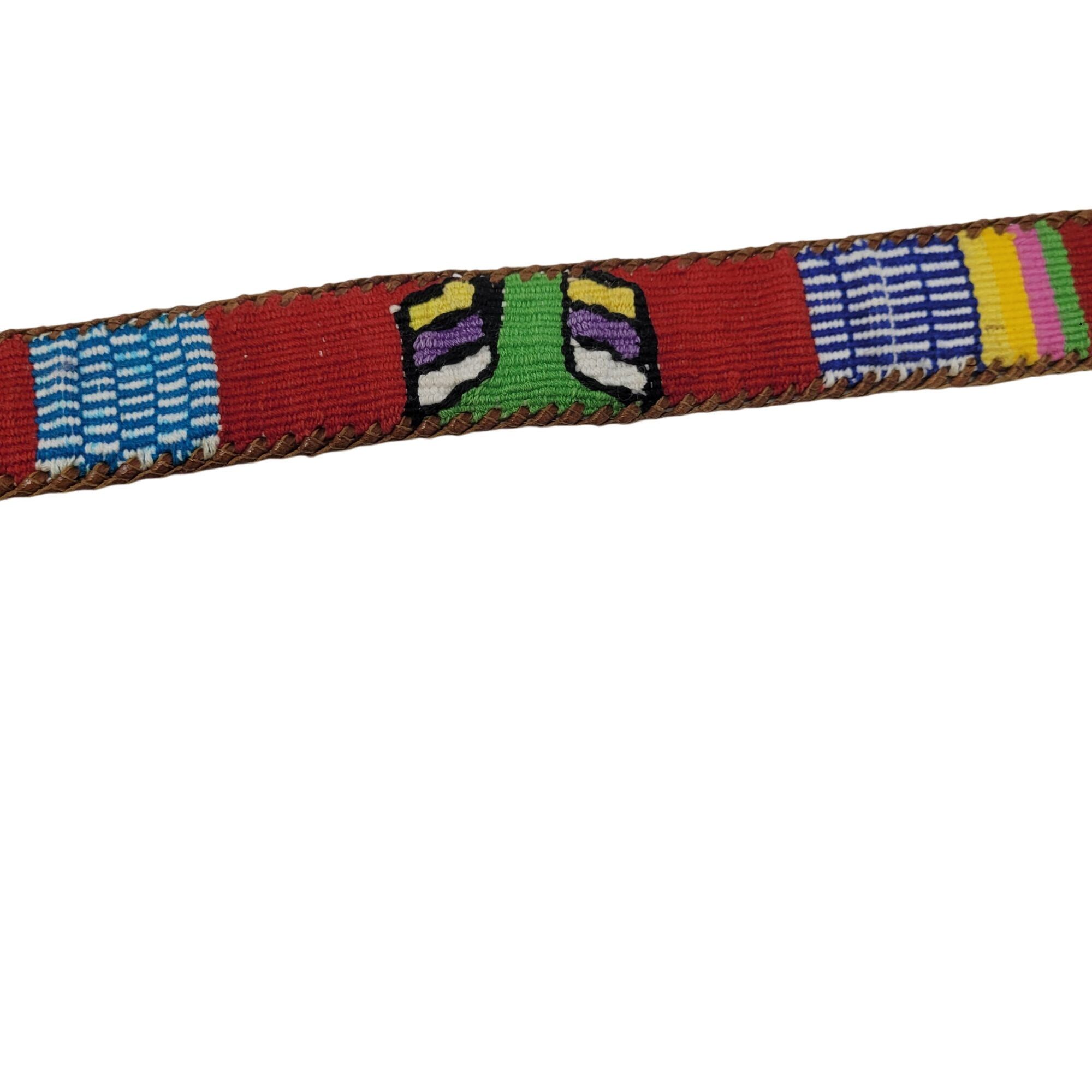 Vintage Vintage Handwoven Leather Patchwork Textile Belt M Southwest Size ONE SIZE - 8 Thumbnail