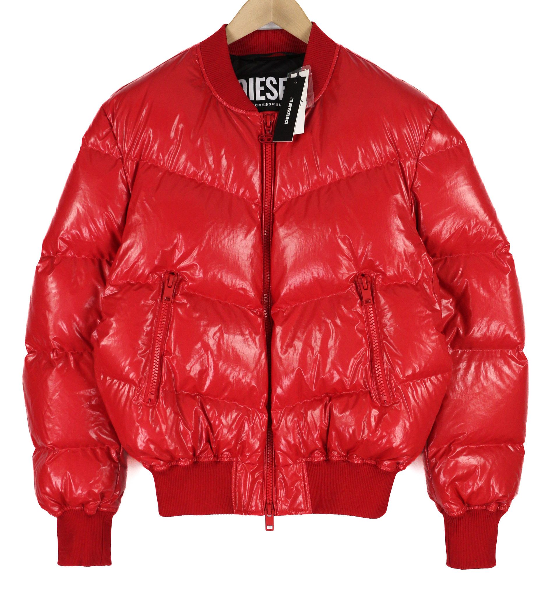 Diesel W-STEN L Red Duck Down Quilted Zip Jacket 40014 Size US L / EU 52-54 / 3 - 1 Thumbnail