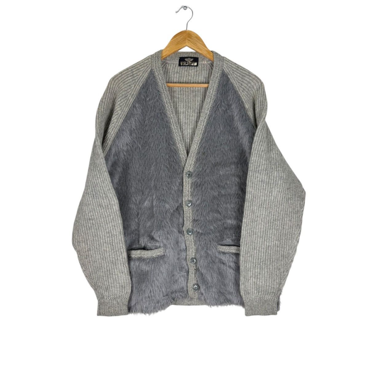 Vintage 🌟60s WORLD PIGEON MOHAIR GRIZLY CARDIGAN JACKET Size US L / EU 52-54 / 3 - 2 Thumbnail
