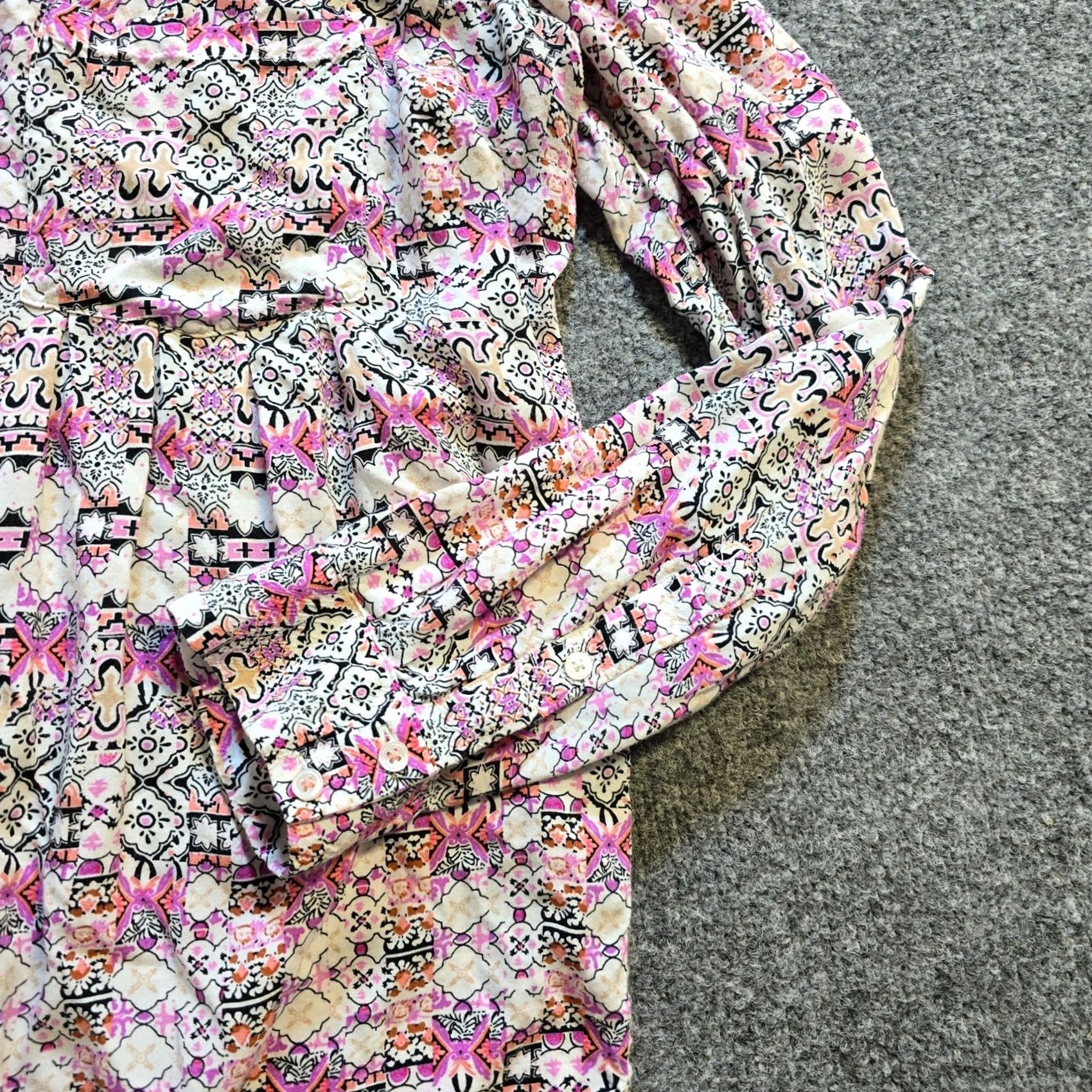 Vintage Maeve Top Womens Small Pink Geometric Long Sleeve Blouse Size S / US 4 / IT 40 - 4 Thumbnail