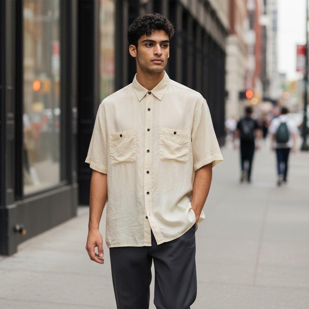 Other Stock Options Vintage Cream 100% Silk Shirt Medium Size US M / EU 48-50 / 2 - 1 Thumbnail