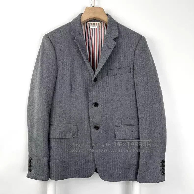 Thom Browne Thom Browne Dark gray striped lining jacket Size US L / EU 52-54 / 3 - 1 Thumbnail