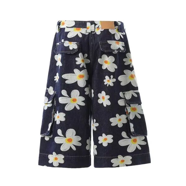 Vintage VIBE Street daisy print baggy denim shorts Size US 30 / EU 46 - 8 Thumbnail