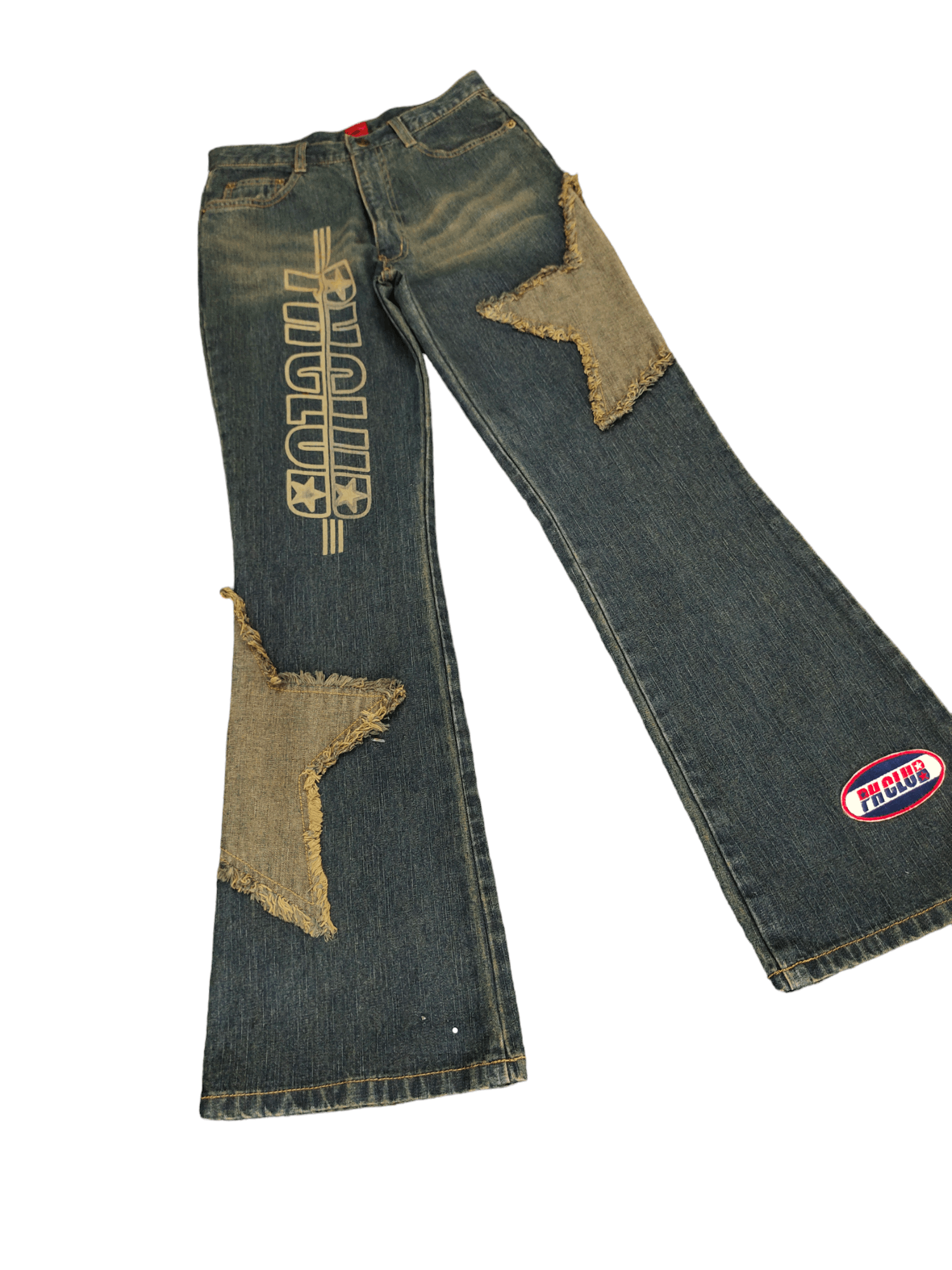 Hysteric Glamour × Undercover Flare Jeans Penthouse Club Stars Patches Denim Boot Cut Y2k Size US 26 / EU 42 - 2 Thumbnail