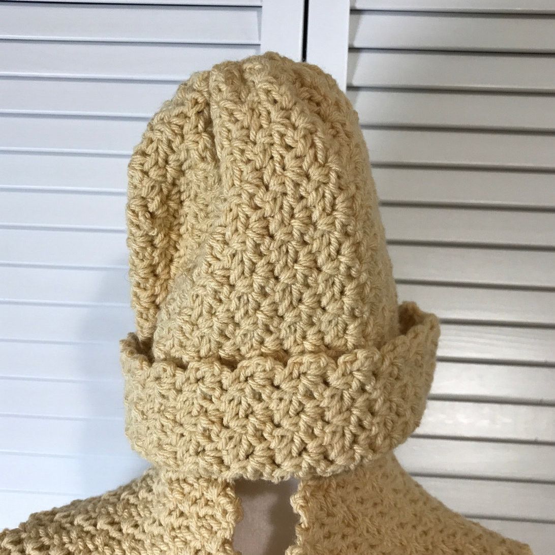 Handmade NWT Handmade Crocheted Tan Brown Textured Beanie & Scarf 63” Size ONE SIZE - 3 Thumbnail