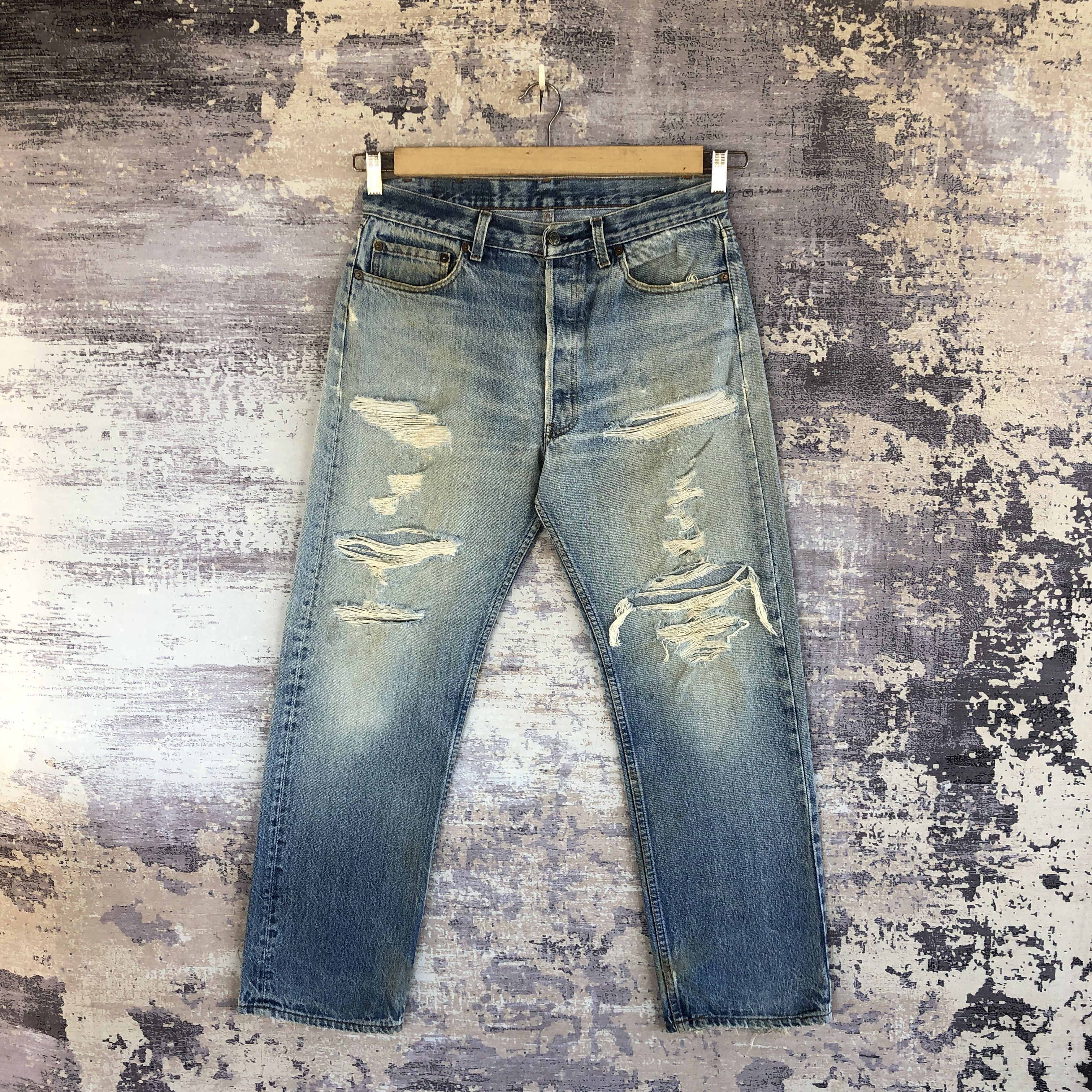 Levi's Vintage 70s Levis 501 Faded Distressed Jeans Levis Mud Denim Size US 32 / EU 48 - 1 Thumbnail
